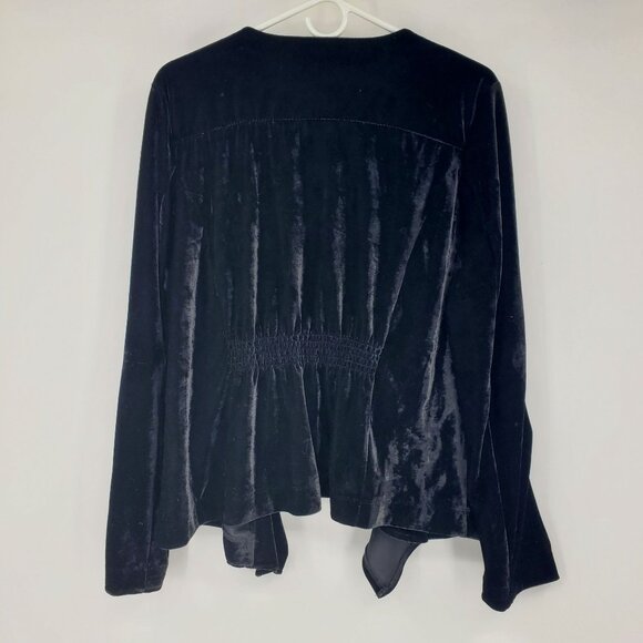 Relativity Black Velvet Waterfall Open Front Dark Fairy Winter Elegant Cardigan - Picture 3 of 9